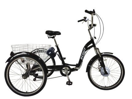 sort elektrisk trehjulet cykel