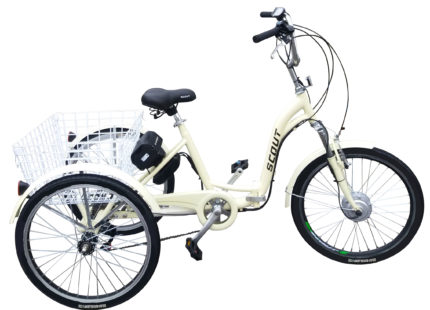 triciclo electrico color crema