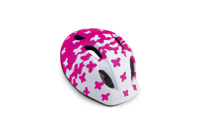 casco de mariposa rosa
