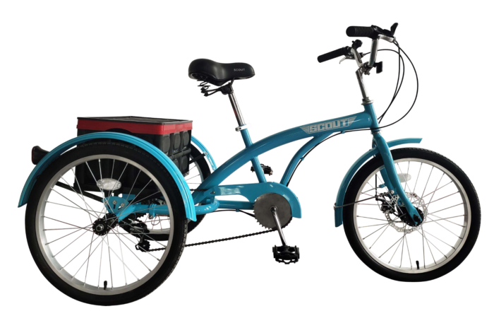 triciclo verde-azulado